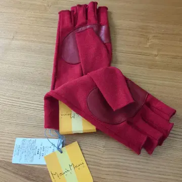 빨간색 핑거리스 그로브 안쪽 소가죽