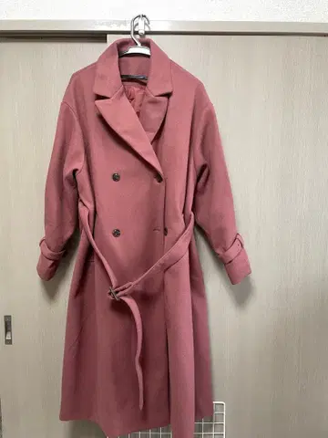 GAL 핑크 더블 브레스트 롱 코트