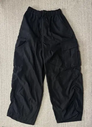 블랙 카고 팬츠 신축성 허리
