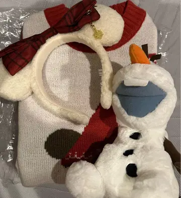 릴린린 2025 스웨터, 머리띠, 올라프 봉제 인형 펜 파우치 세트