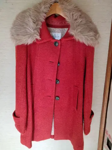 레드 퍼 포함 울 코트