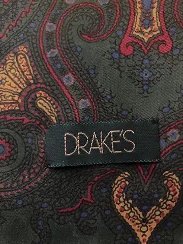 새상품 DRAKE'S 페이즐리 무늬 실크 스톨 핸드 프린트