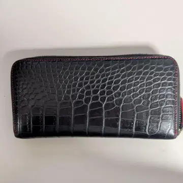 블랙 가죽 장지갑 크로커다일풍