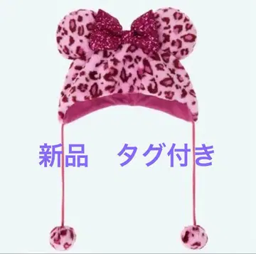 즉시 발송 디즈니 팬캡 레오파드 무늬 핑크 미니