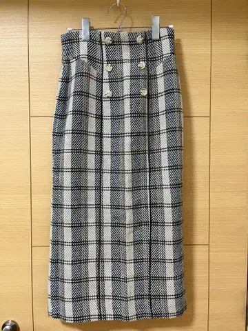 herlipto 오버 체크 롱 스커트 butter S