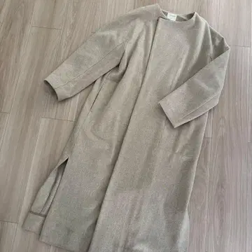 iki 베이지 롱 코트 울 혼방