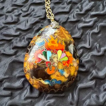 양면 칠보 세공 펜던트 목걸이 전통 공예 클루아조네 꽃 문양 새상품급