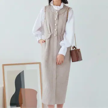 펄 모티브 믹스 트위드 원피스