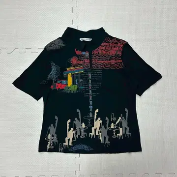 JANEL JUDE 아트 페인트 블랙 피케 셔츠