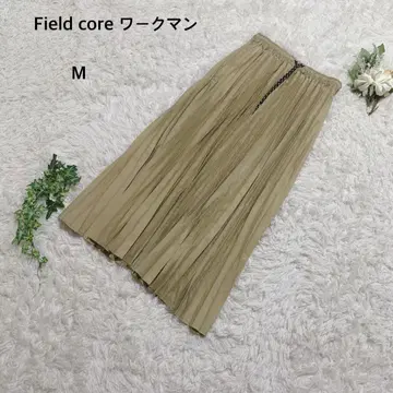 필드코어 워크맨 플리츠 스커트 발수 가공 허리밴딩 M 베이지