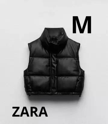ZARA 자라 인조 가죽 퍼프 베스트 M