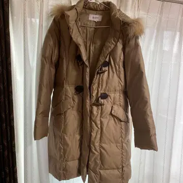 ROPE 후드 부착 베이지 다운 자켓