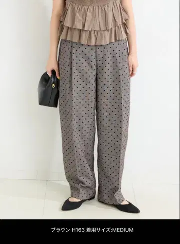 B.C STOCK 브라운 도트 무늬 와이드 팬츠 M 사이즈