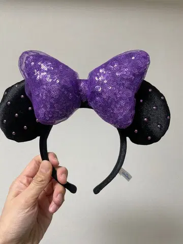 디즈니 미니 머리띠 보라색 리본