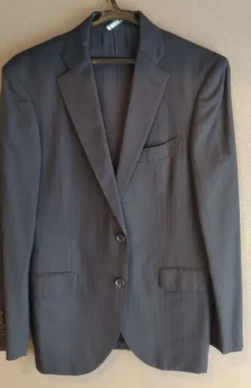 BEAMS HEART 네이비 스트라이프 비즈니스 정장