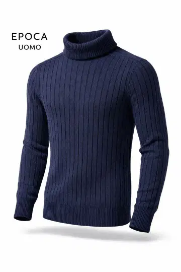 EPOCA UOMO 리브 터틀넥 니트 네이비 사이즈 46