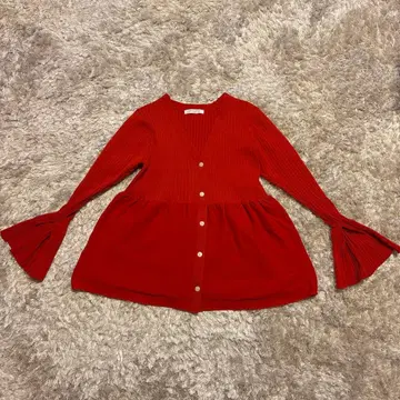 페플럼 니트 빨간색