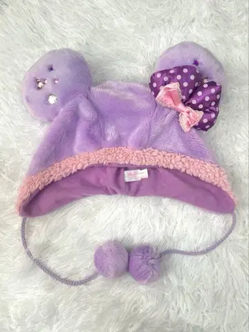 보라색 귀도리 모자 폼폼 포함