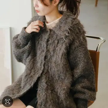 Kastane 웨이브 기모 롱 니트 가디건