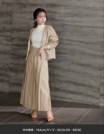 anuans 아뉴앙스 스티치 플리츠 페이크 레더 스커트