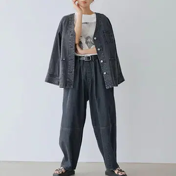 studio CLIP 배럴 데님 팬츠 사이즈 M 블랙