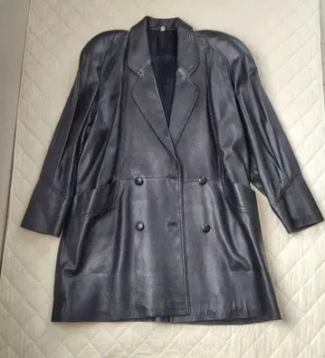 [ 프리 사이즈 ] 양가죽 롱 코트 블랙 가죽 어깨 패드 있음 가벼움