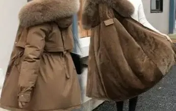 아우터 퍼 오버코트 베이지 브라운 코튼 자켓