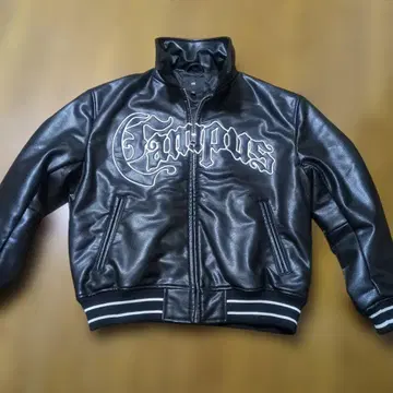 H&M 캠퍼스 로고 블랙 바시티 자켓 US M