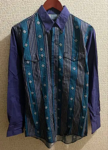 80s 90s 랭글러 네이티브 무늬 긴팔 셔츠 스트라이프 M