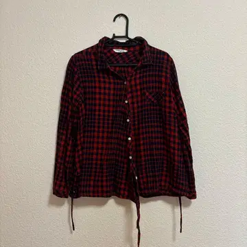 CALMER 빨검 체크 긴팔 셔츠