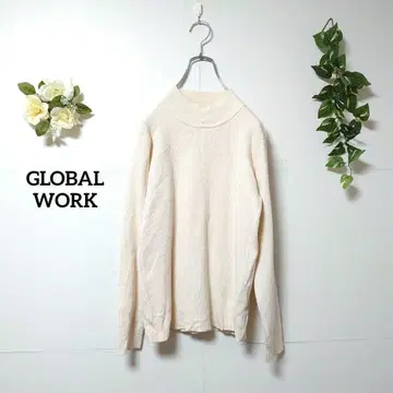 글로벌 워크 리브 니트 스웨터 M 아이보리