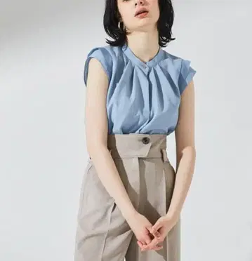 [깔끔한] UNITED TOKYO 더블 슬리브 민소매 블라우스 블루