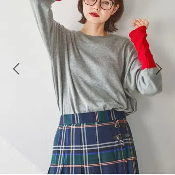 캐시미어 혼방 배색 니트 풀오버 그레이 L 니코앤드 niko and