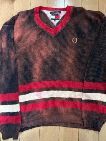 레어 블리치 가공 90년대 TOMMY HILFIGER XL 니트/스웨터