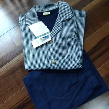 남성용 파자마 M 네이비 체크 무늬