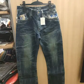 페인트 디자인 스트레이트 데님 M