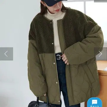 디스코트 보아 절개 퀼팅 코트 M 사이즈 카키 미사용 새상품