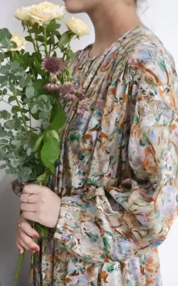 아틀리에 드 사봉 25ss 봄의 향기 수채화 프린트 원피스