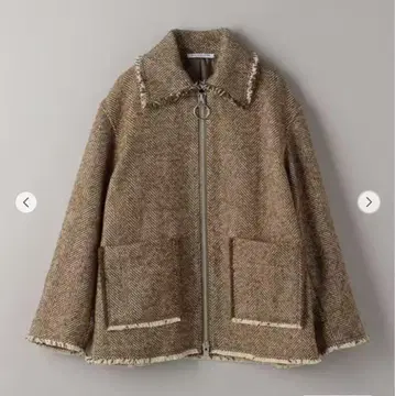 미사용 새상품 유나이티드 애로우즈 헤링본 트위드 블루종 브라운 S