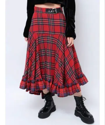 [택 없음 미사용품] jouetie 크레이지 체크 프릴 스커트