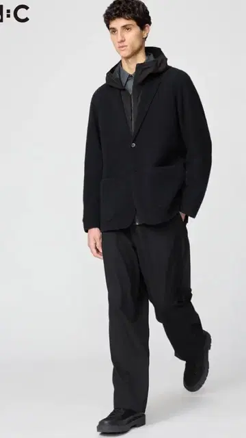 [ 새상품급 ] UNIQLO:C 이지 와이드 테이퍼드 팬츠 블랙 XS