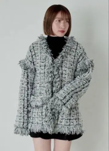 트위드 프린지 자켓