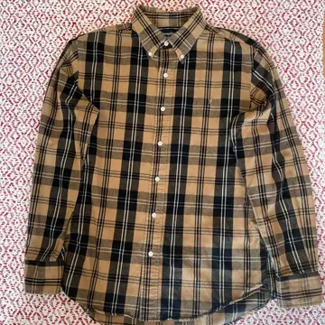 체크 셔츠 긴팔 셔츠 구제 의류 짐플렉스 브라운 블랙