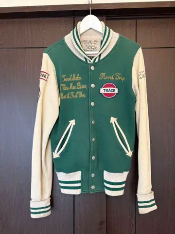 TMT 맨투맨 바시티 자켓 사이즈 S 그린 자수 와펜 아메카지