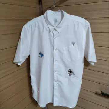 도라에몽 자수 반팔 셔츠 화이트