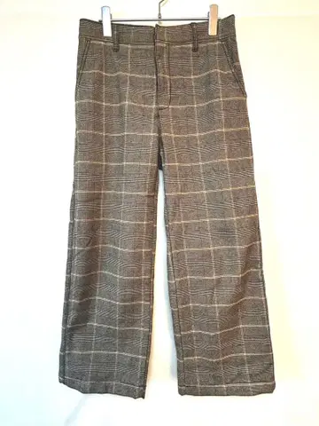 크로시 와이드 팬츠 그레이 체크 보아 안감 L 사이즈 시마무라 따뜻한