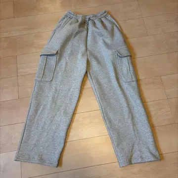 그레이 맨투맨 카고 팬츠 허리밴딩 새상품