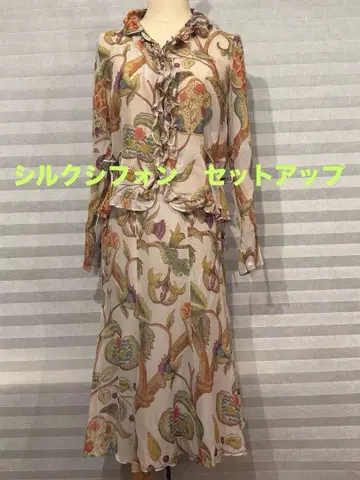 하디에미스 실크 쉬폰 꽃무늬 프릴 셋업