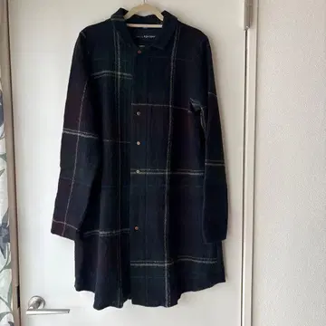 플란넬 다크 네이비 체크 튜닉