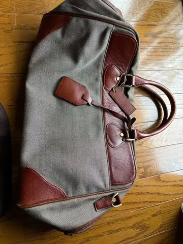 캔버스 가죽 보스턴 백